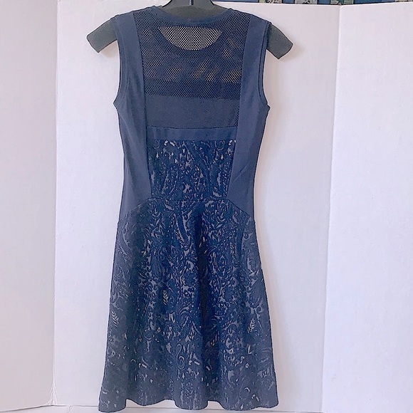 BCBGMaxAzria Mini Dress Flare Navy Blue Gray XSmall - Picture 2 of 10